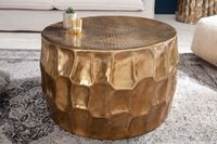 Ronde salontafel ORGANIC ORIENT 70cm goud metaal gehamerd 3D ontwerp handgemaakt - 40225