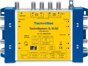 TechniSat Technisystem 5/8 G2, DC-NT Satelliet multiswitch Ingangen (satelliet): 5 (4 satelliet / 1 terrestrisch) Aantal gebruikers: 8