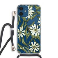 Wit bloemenpatroon: iPhone 12 Transparant Hoesje met koord