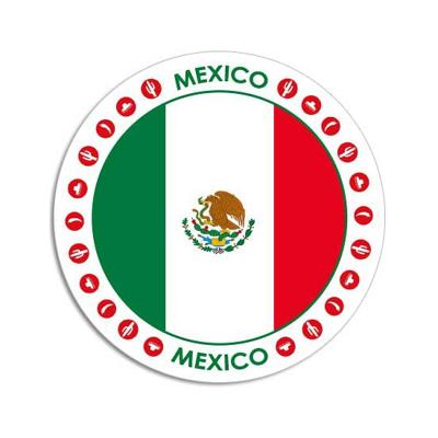 Vlag van Mexico stickers - rond - D14,8 cm - in vlag kleuren - Landen thema