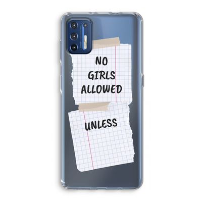 No Girls Allowed Unless: Motorola Moto G9 Plus Transparant Hoesje