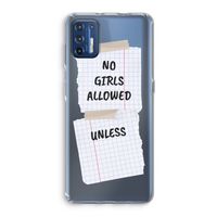 No Girls Allowed Unless: Motorola Moto G9 Plus Transparant Hoesje