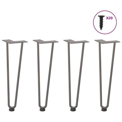 Haarnadelpoten voor Salontafel 4 st 42 cm massief staal naturel