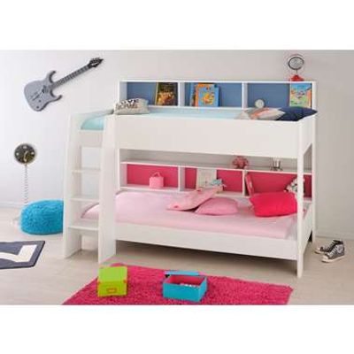 Stapelbed Leo - wit/blauw/roze - 90x200 cm