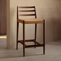 Kave Home Barkruk 'Analy' Eiken, kleur Walnoot (zithoogte 65cm)