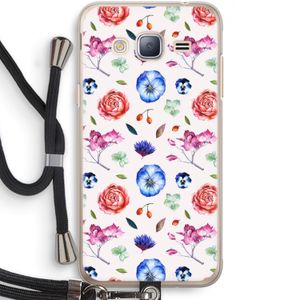 Bloemetjes: Samsung Galaxy J3 (2016) Transparant Hoesje met koord