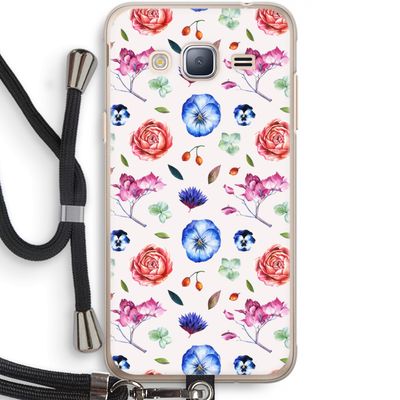 Bloemetjes: Samsung Galaxy J3 (2016) Transparant Hoesje met koord