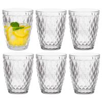 Vivalto Drinkglazen/waterglazen Diamonds - tumblers - glas - set 6x stuks - 250 ml