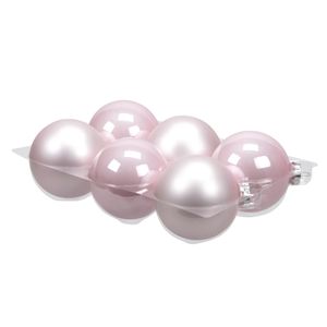 Othmar Decorations Kerstballen - 6 ST - roze - glas - 8 cm