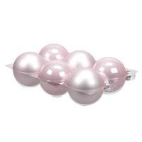 Othmar Decorations Kerstballen - 6 ST - roze - glas - 8 cm - thumbnail