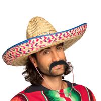 Carnaval verkleed setje - Mexicaanse Sombrero hoed - en plaksnor - voor heren
