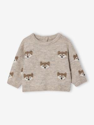 Baby vos in jacquard breisel gemêleerd beige