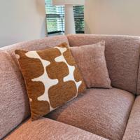 Kussen jacquard organisch - bruin/wit - 45x45 cm