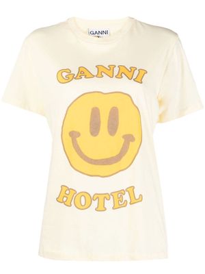 GANNI t-shirt en coton à imprimé graphique - Jaune