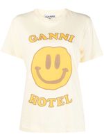 GANNI t-shirt en coton à imprimé graphique - Jaune