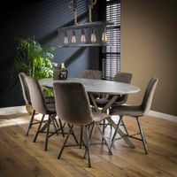 LifestyleFurn Ovale Eettafel Nola 3D-betonlook - 3D betonlook grijs - Ovaal - thumbnail