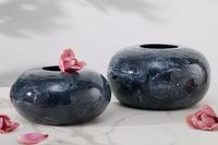 Design set van 2 vazen STONE 25cm zwart gemarmerd handgemaakt - 43186 Design set van 2 vazen STONE 25cm zwart gemarmerd handgemaakt - 43186