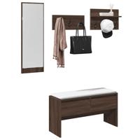 4-delige Garderobe set bewerkt hout bruin eikenkleurig