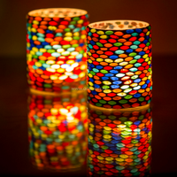 Waxinehouder mozaiek cilinder - Busra - multi colour