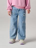 Wijde jeans voor meisjes met sterren lichtblauw
