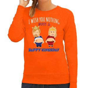 Koningsdag sweater voor dames - Happy Kings day - oranje - oranje feestkleding