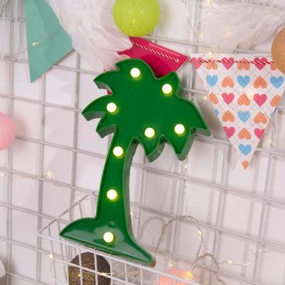 Creatieve kokosnoot boom vorm Warm wit LED decoratie Light 2 x AA batterijen aangedreven partij Festival tabel bruiloft Lamp nachtlampje (groen)
