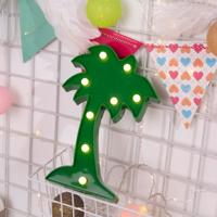 Creatieve kokosnoot boom vorm Warm wit LED decoratie Light 2 x AA batterijen aangedreven partij Festival tabel bruiloft Lamp nachtlampje (groen)