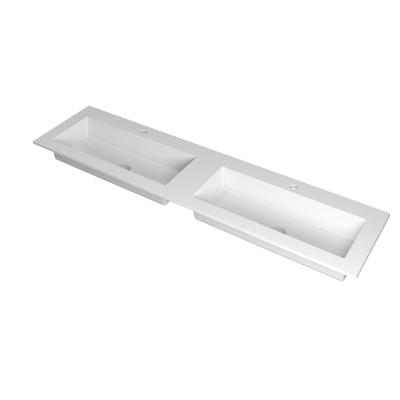 INK Kraft Wastafel Dubbele Bak met 2 Kraangaten - 1800x450x10 mm - Mat Wit