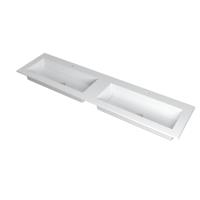 INK Kraft Wastafel Dubbele Bak met 2 Kraangaten - 1800x450x10 mm - Mat Wit