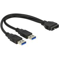 Delock USB 3.2 Gen 1 (USB 3.0) Adapter [2x USB 3.2 Gen 1 stekker A (USB 3.0) - 1x USB 3.2 Gen 1 stekker intern 19-polig (USB 3.0)] 83910 25.00 cm - thumbnail