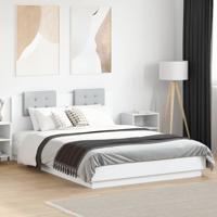 Bedframe met hoofdeinde en LED-verlichting wit 150x200 cm