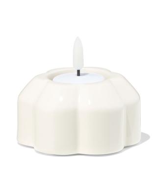 051 Theelichthouder Keramiek Bloem Crème (creme)