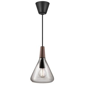 Hanglamp smokeglas en hout met E27 fitting 'Nori 18' DFTP