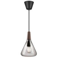 Hanglamp smokeglas en hout met E27 fitting 'Nori 18' DFTP - thumbnail