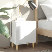 Nachtkastjes 2 st met massief houten poten 40x30x50 cm wit
