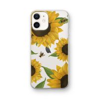 Sunflower and bees: iPhone 12 mini Transparant Hoesje