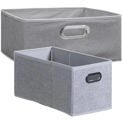 5Five opbergmanden - kastmanden - 2x stuks - 7 en 14 liter - grijs - linnen