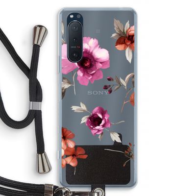Geschilderde bloemen: Sony Xperia 5 II Transparant Hoesje met koord