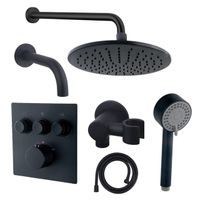 Wiesbaden Caral badset - 3 functies - handdouche 3 standen - hoofddouche 25cm - met garnituur - zwart mat SW225170 / SW242757 / SW647696 / SW706203 / SW7173 Wiesbaden Caral badset - 3 functies - handdouche 3 standen - hoofddouche 25cm - met garnituur - zwart mat SW225170 / SW242757 / SW647696 / SW706203 / SW7173