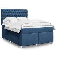 Boxspring met matras stof blauw 140x200 cm