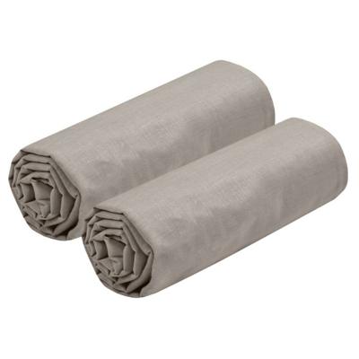 Hoeslaken Eden - 2x - 1-persoons - 90 x 190 cm - taupe - hotelkwaliteit - katoen - 30 cm matrasdikte