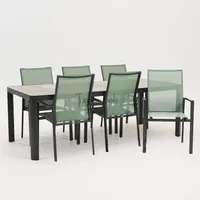 Tuinstoel Delia amandel hoge rug met Castilla Negro 220 x 100 cm