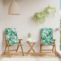 Tuinstoelen 2 st verstelbaar met kussens massief teakhout