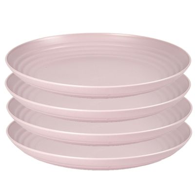 Rond bord/camping bord - 4x - D22 cm - lichtroze - kunststof - onbreekbaar