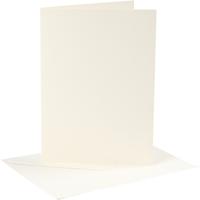 Creativ Company Kaarten en enveloppen, afmeting kaart 12,7x17,8 cm, afmeting envelop 13,3x18,5 cm, 220 gr, off-white, 4 set/ 1 doos