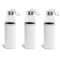 10x Glazen waterflessen/drinkflessen met witte soft shell hoes 520 ml 10x Glazen waterflessen/drinkflessen met witte soft shell hoes 520 ml