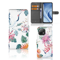 Xiaomi 11 Lite 5G NE | Mi 11 Lite Telefoonhoesje met Pasjes Bird Flowers - thumbnail