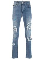 Philipp Plein jean slim à finitions effilochées - Bleu - thumbnail