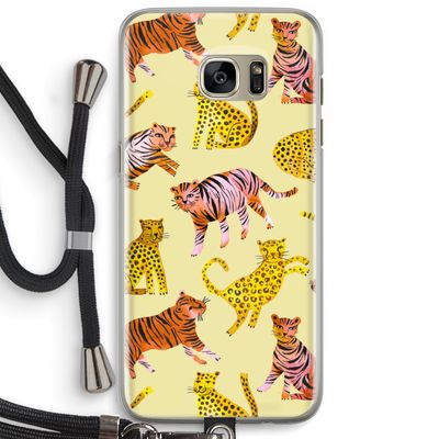 Cute Tigers and Leopards: Samsung Galaxy S7 Edge Transparant Hoesje met koord