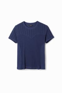 T-shirt opengewerkte patch - BLUE - XL